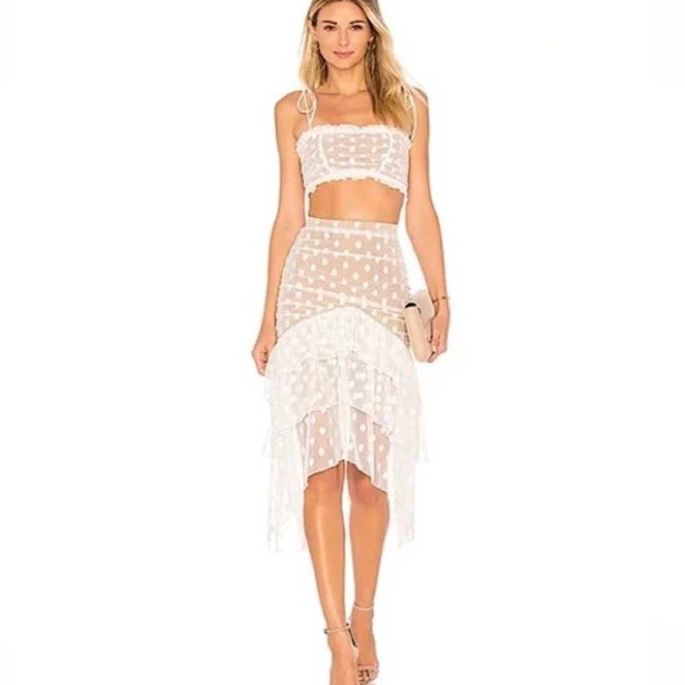 MAJORELLE Ivory Polka Dot Skirt Set